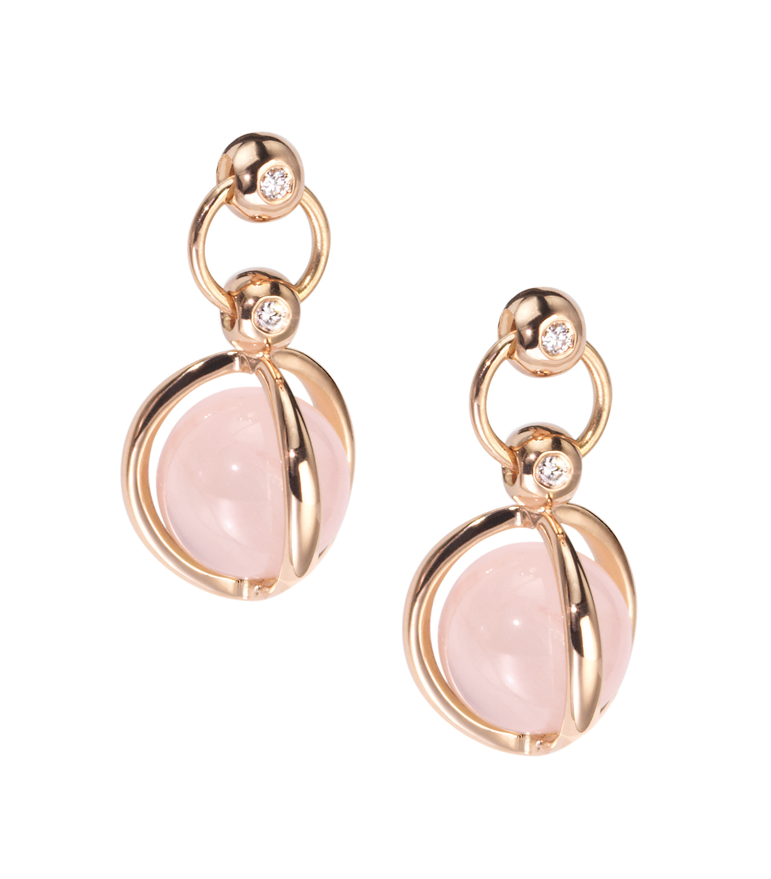 13-20030 earrings orchid with a rose quartz Furrer Jacot