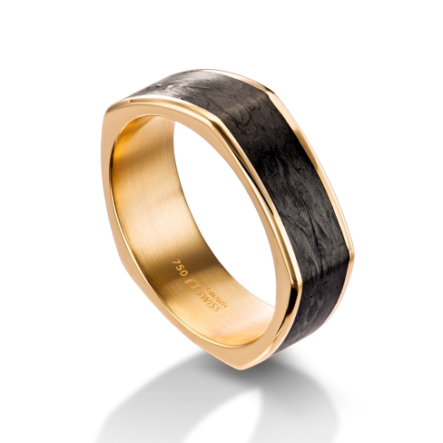 gents ring in yellow and carbon, black