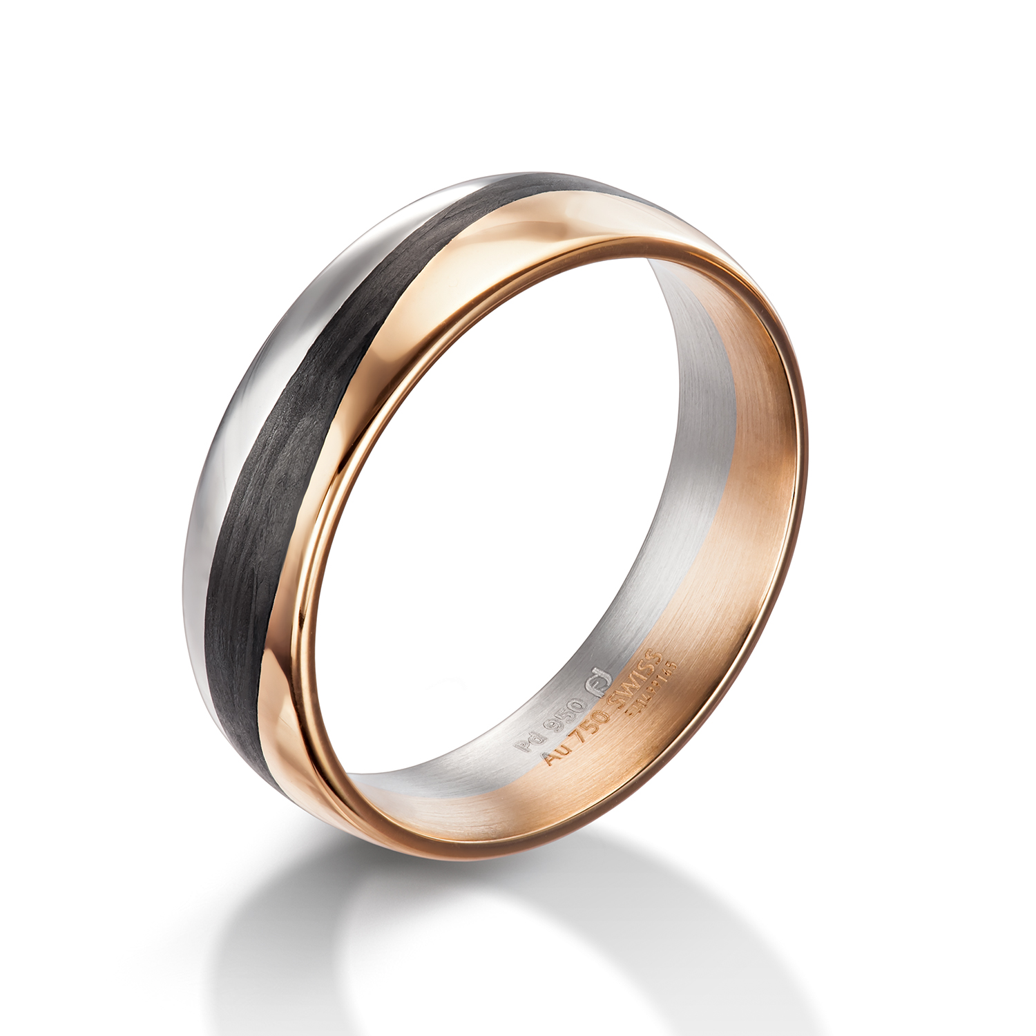 71-29270-0-0 Carbon rings, black rings in gold, platinum and palladium with diamonds Furrer Jacot