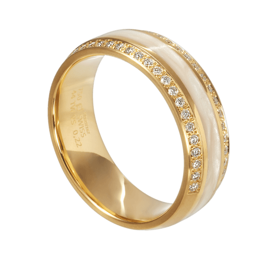 White rings in gold, platinum and palladium Furrer Jacot with diamonds