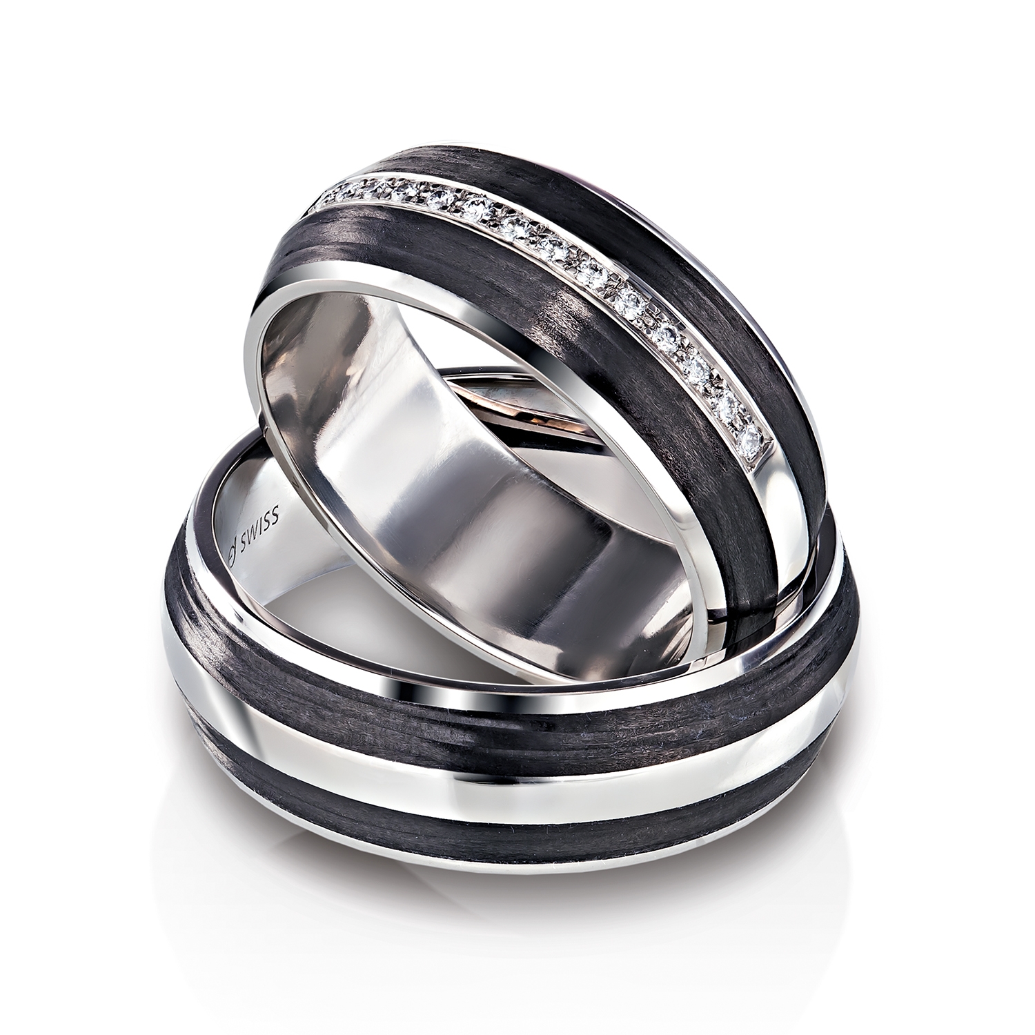 wedding bands, wedding rings, in gold, platinum, palladium, bicolor, with diamonds, carbon, black