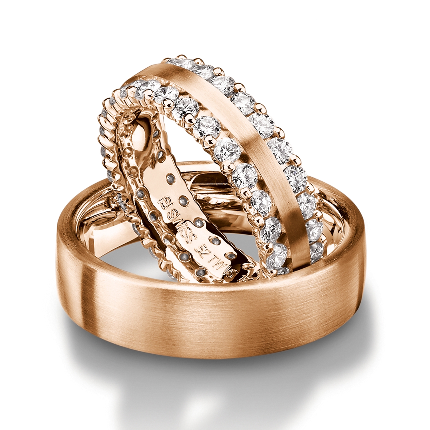 Diamond rings in gold, platinum and palladium with diamonds Furrer Jacot