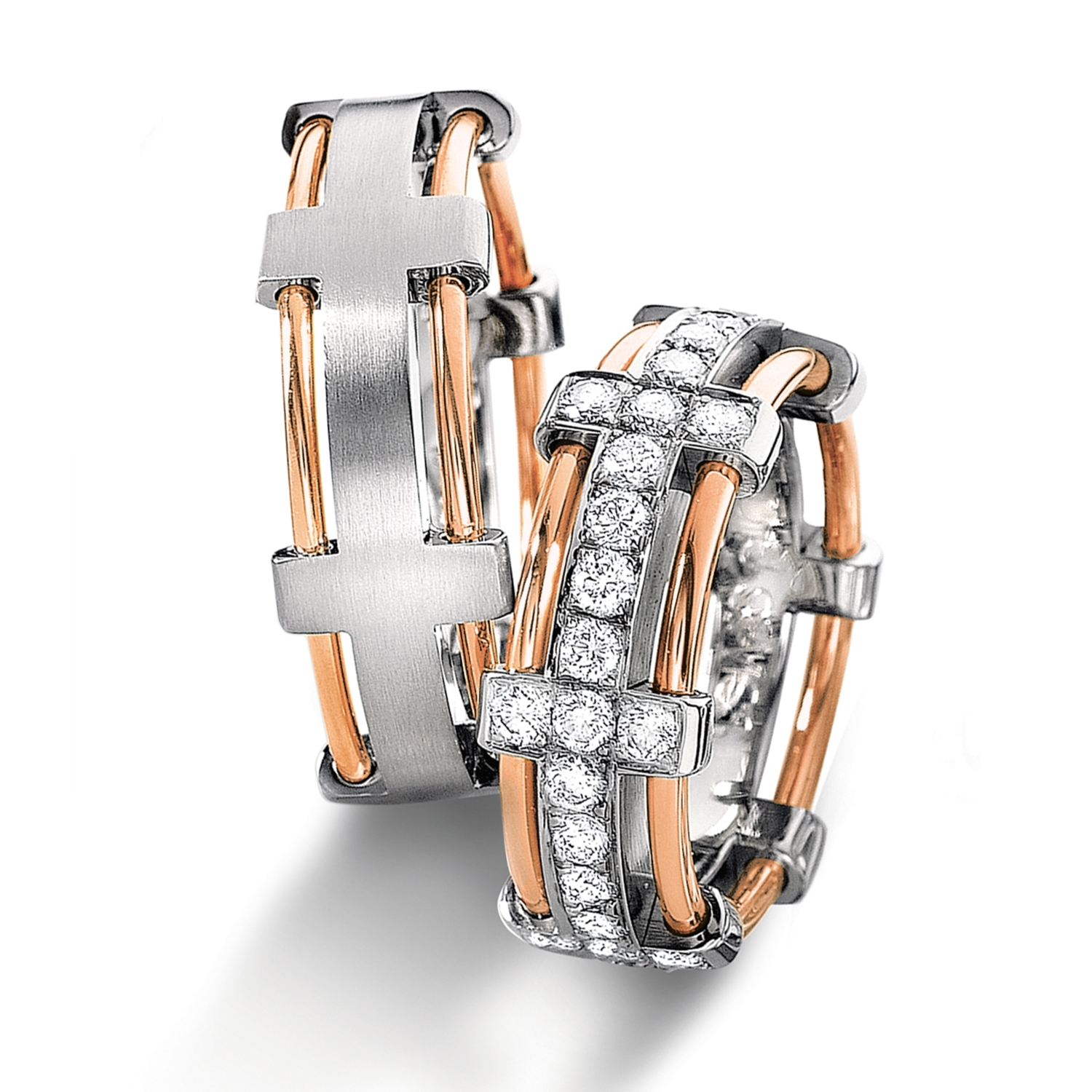 Diamond rings in gold, platinum, palladium, carbon and black with diamonds Furrer Jacot