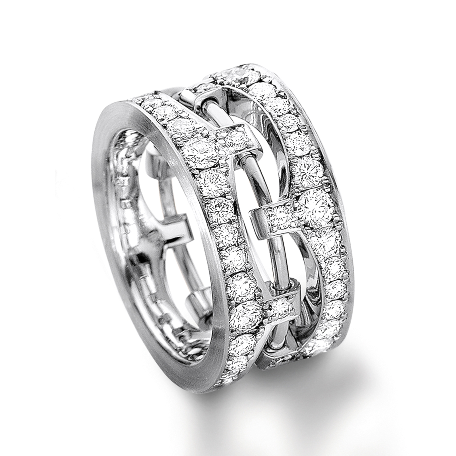 Diamond rings in gold, platinum and palladium with diamonds Furrer Jacot