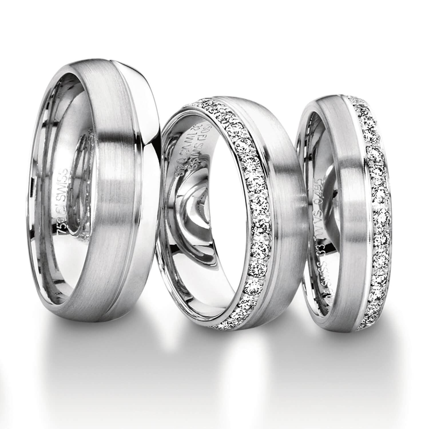 Diamond rings in gold, platinum and palladium with diamonds Furrer Jacot