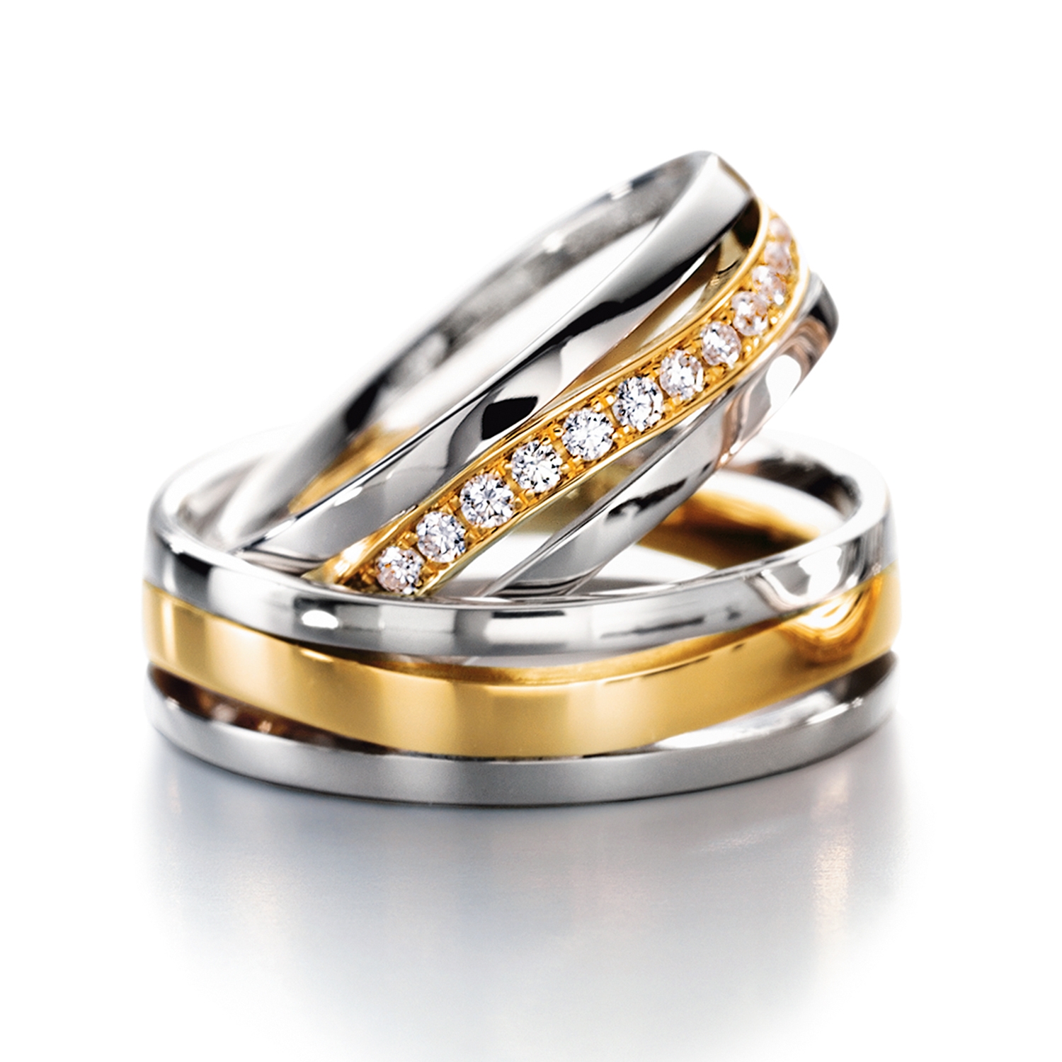 Diamond rings in gold, platinum and palladium with diamonds Furrer Jacot