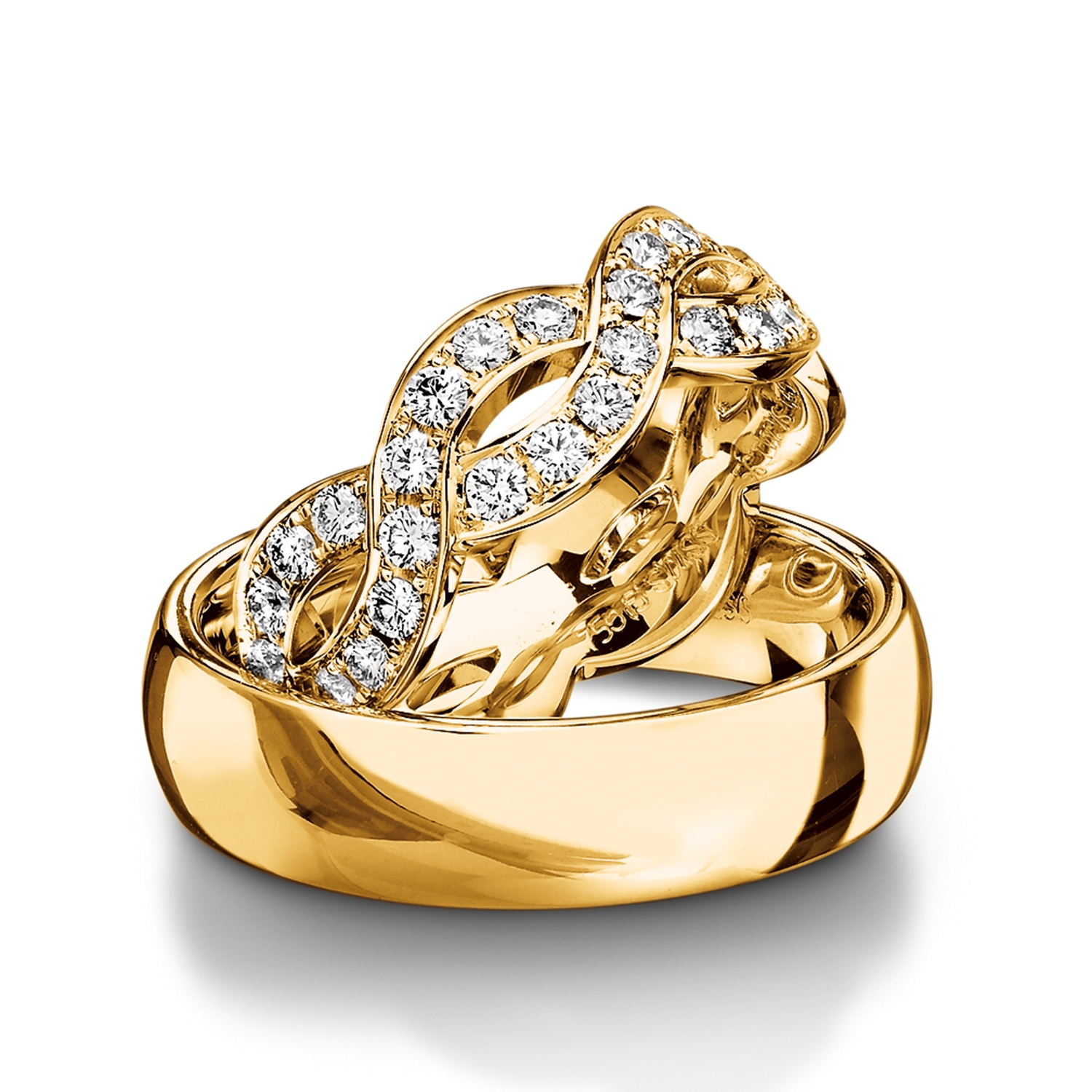 Diamond rings in gold, platinum and palladium with diamonds Furrer Jacot