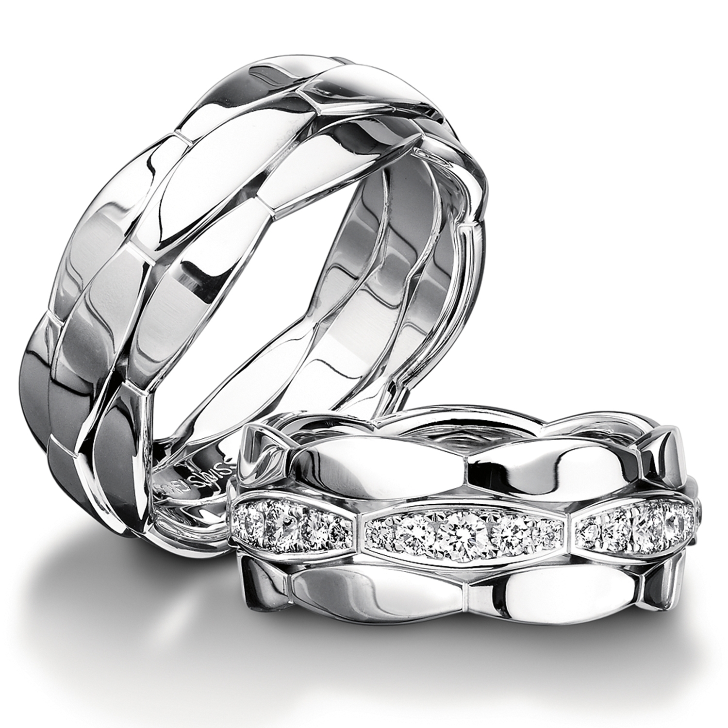 Diamond rings in gold, platinum and palladium with diamonds Furrer Jacot