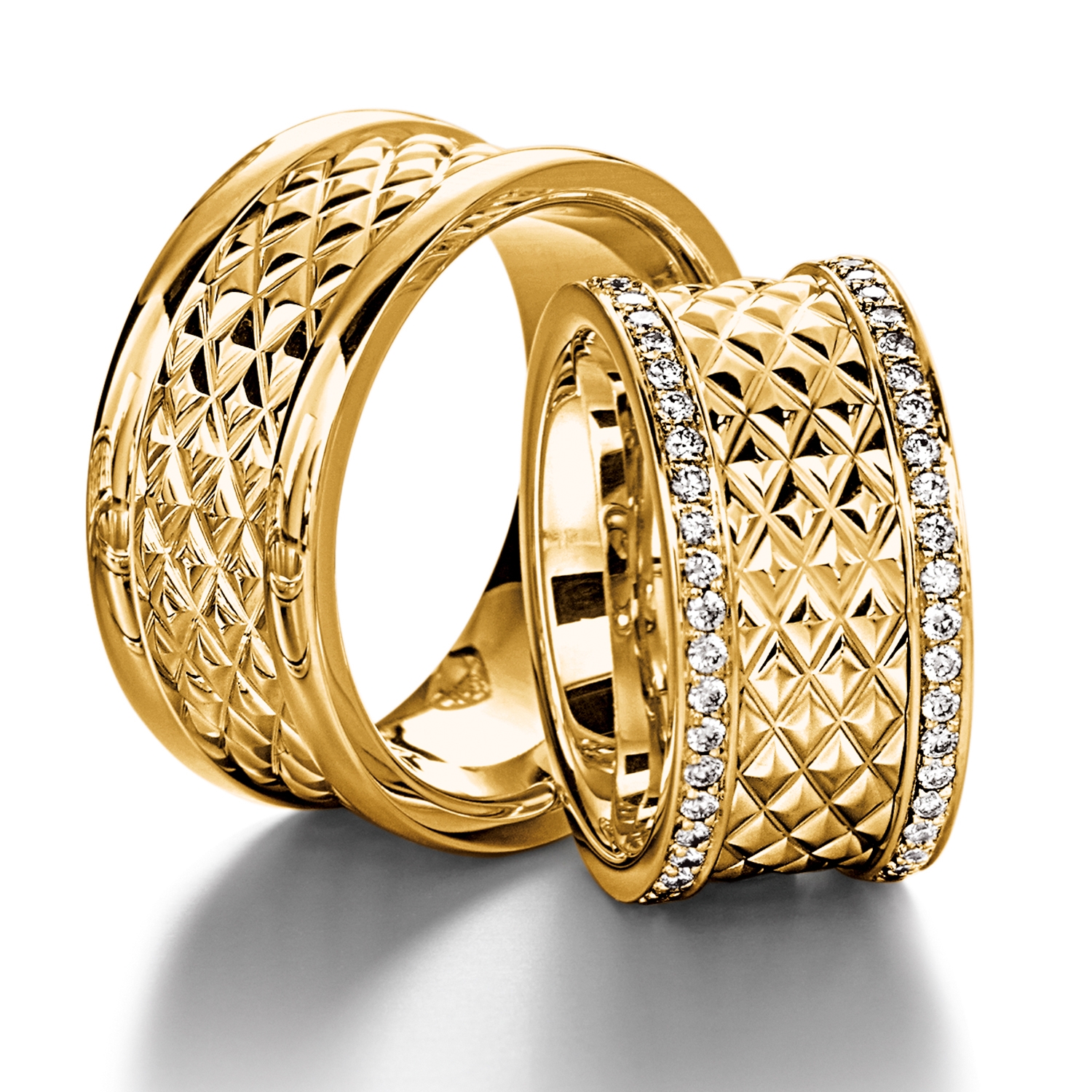 Diamond rings in gold, platinum and palladium with diamonds Furrer Jacot