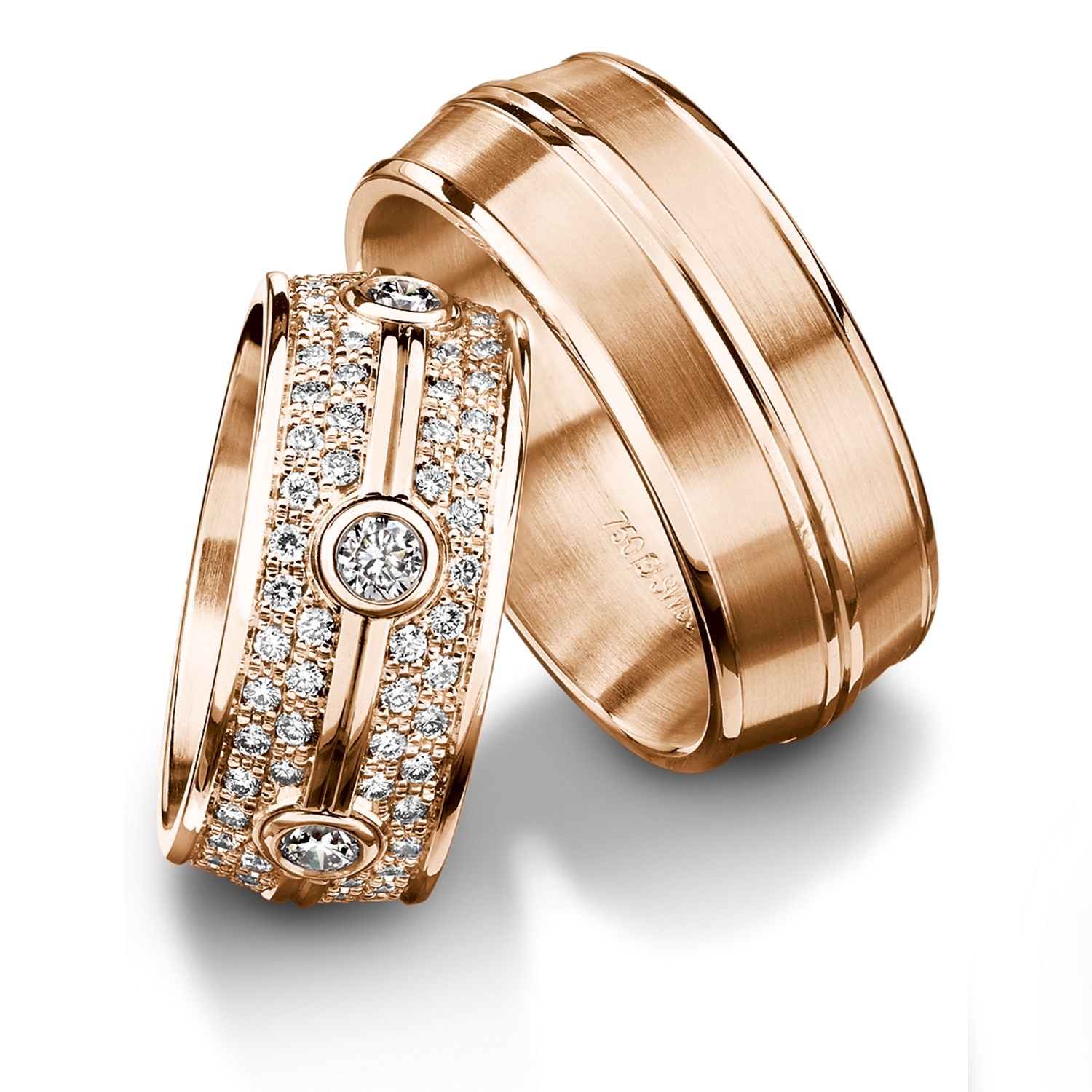 Diamond rings in gold, platinum and palladium with diamonds Furrer Jacot