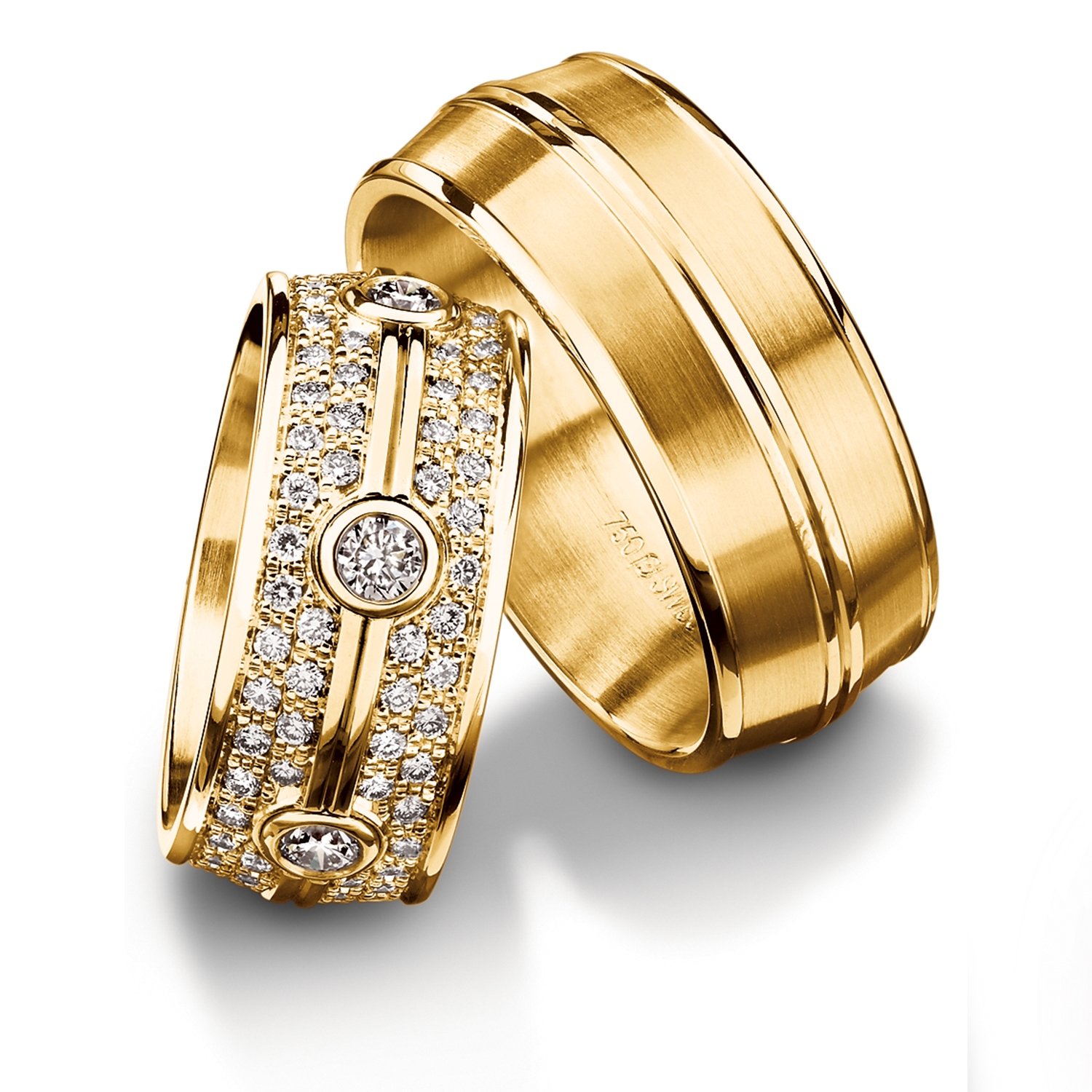 Diamond rings in gold, platinum and palladium with diamonds Furrer Jacot