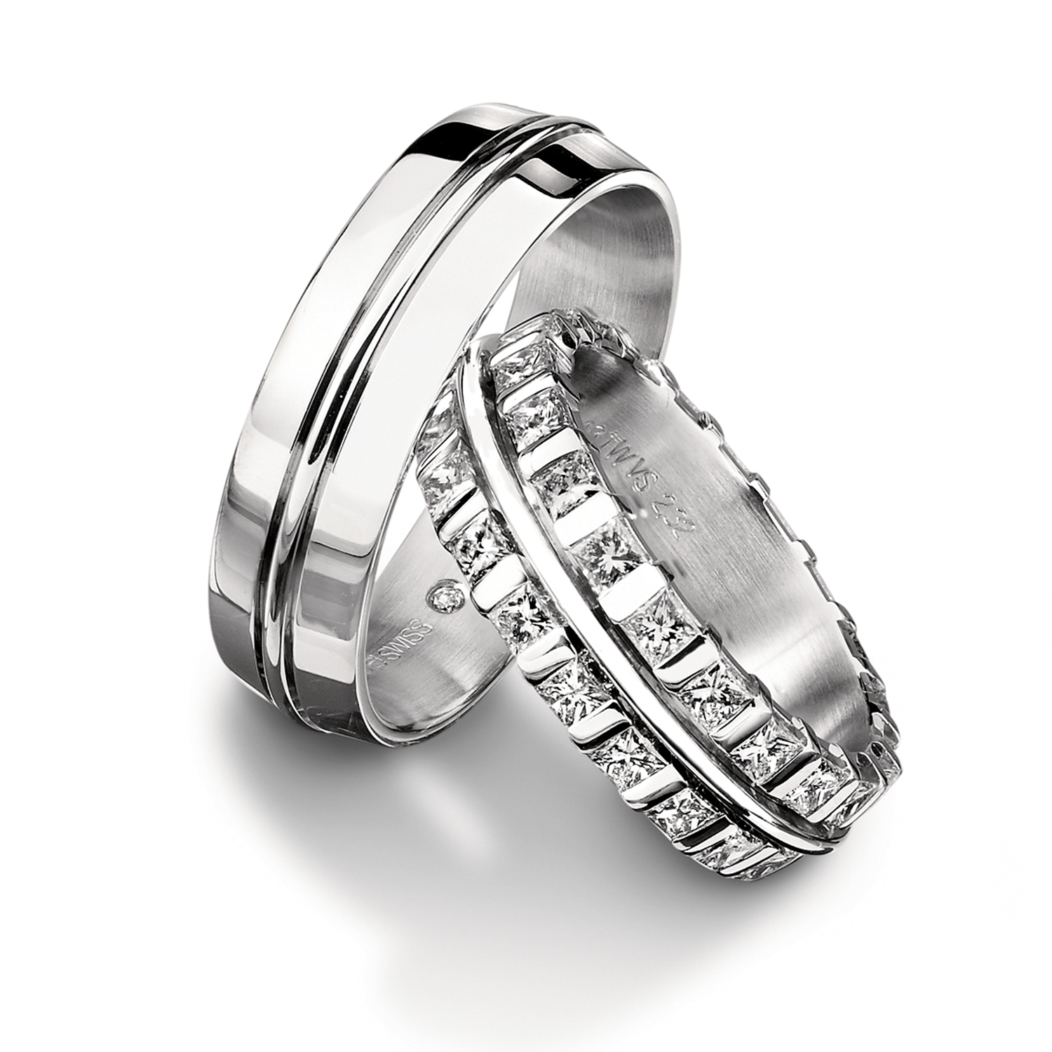 Diamond rings in gold, platinum and palladium with diamonds Furrer Jacot