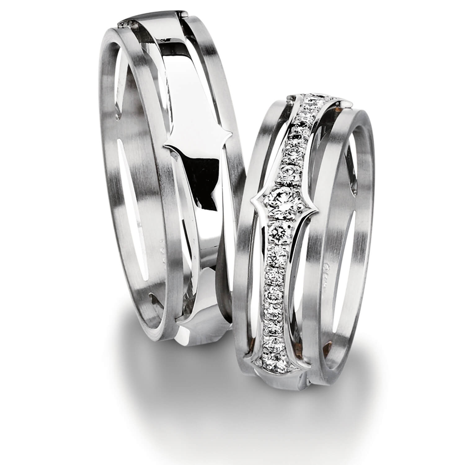 Diamond rings in gold, platinum and palladium with diamonds Furrer Jacot