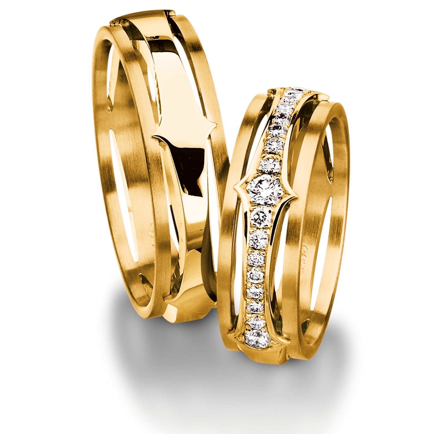 Diamond rings in gold, platinum and palladium with diamonds Furrer Jacot