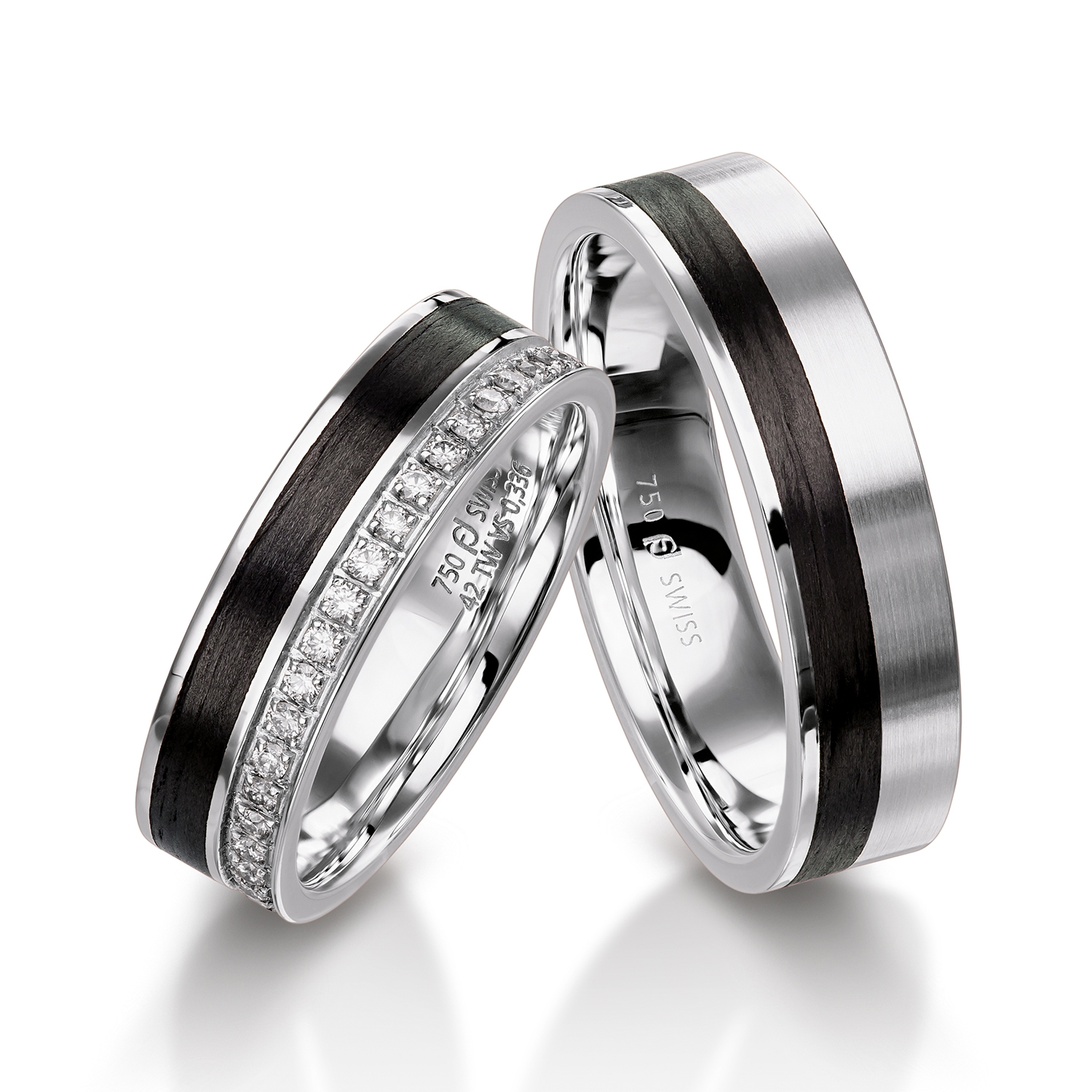 wedding bands, wedding rings, in gold, platinum, palladium, bicolor, with diamonds, carbon, black