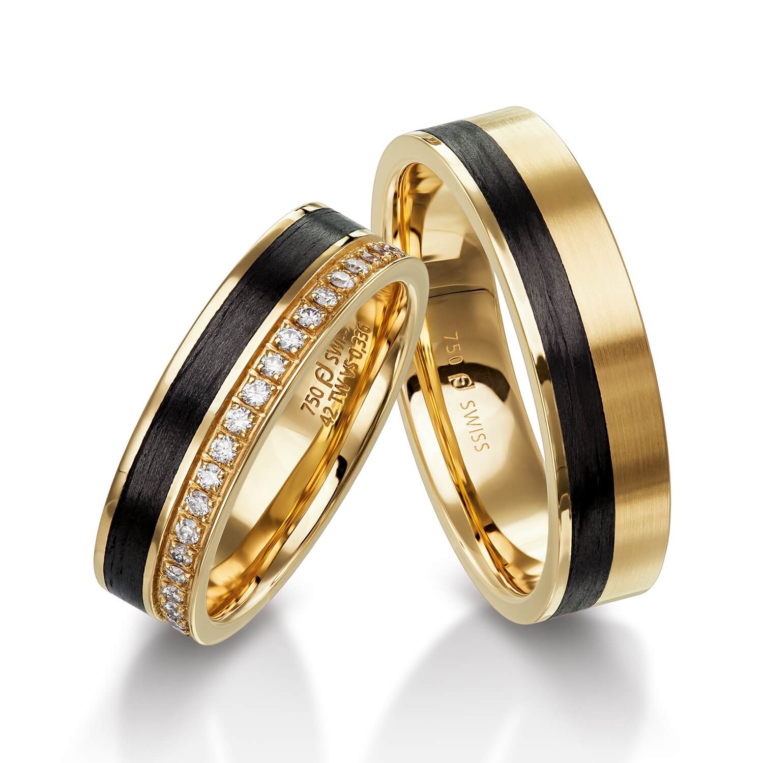 wedding bands, wedding rings, in gold, platinum, palladium, bicolor, with diamonds, carbon, black