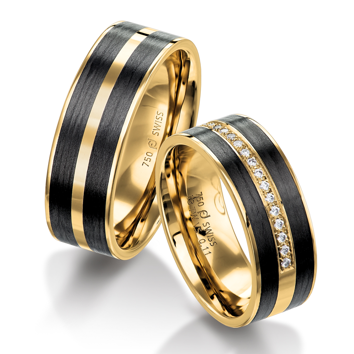 wedding bands, wedding rings, in gold, platinum, palladium, bicolor, with diamonds, carbon, black