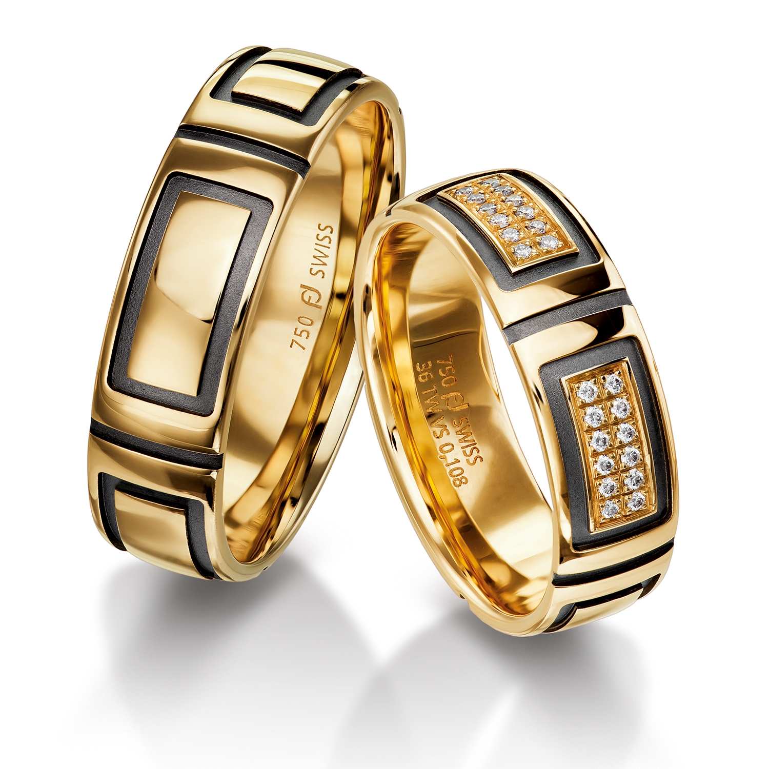 Diamond rings in gold, platinum and palladium with diamonds Furrer Jacot