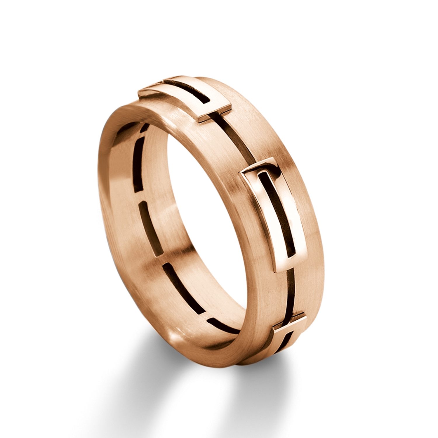 Man's world wedding rings in red gold