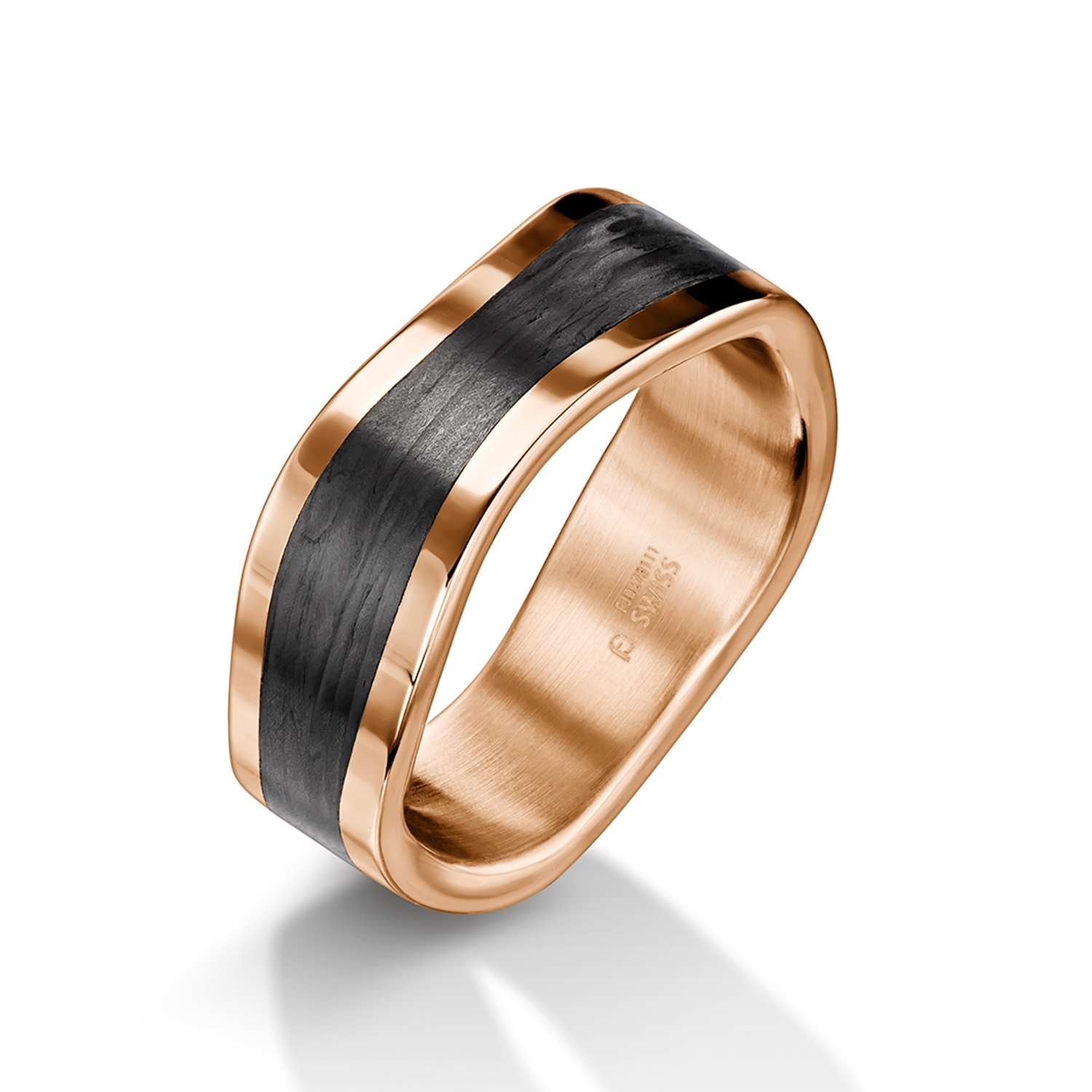 Man's world black wedding rings with carbon