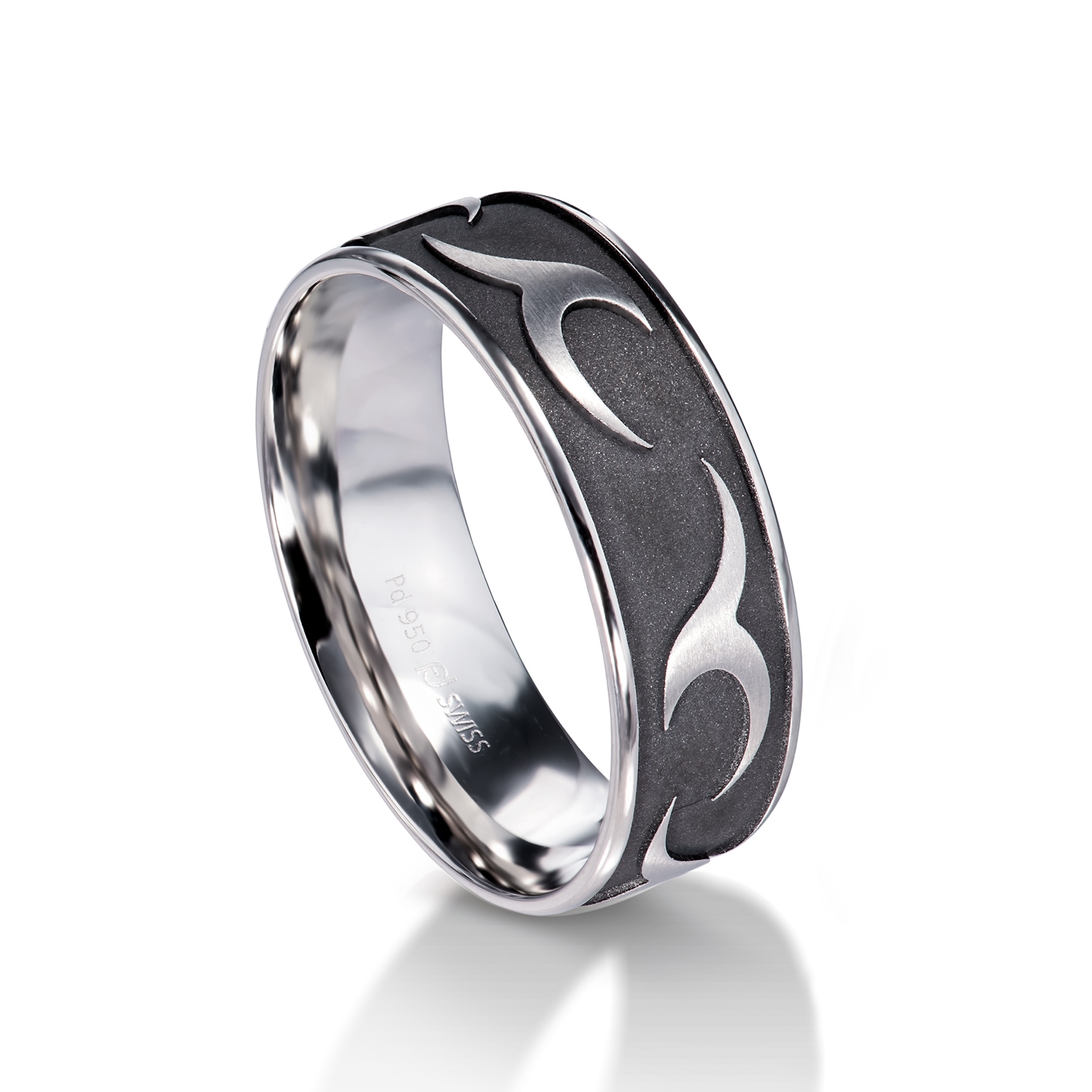 Man's world black wedding rings in palladium