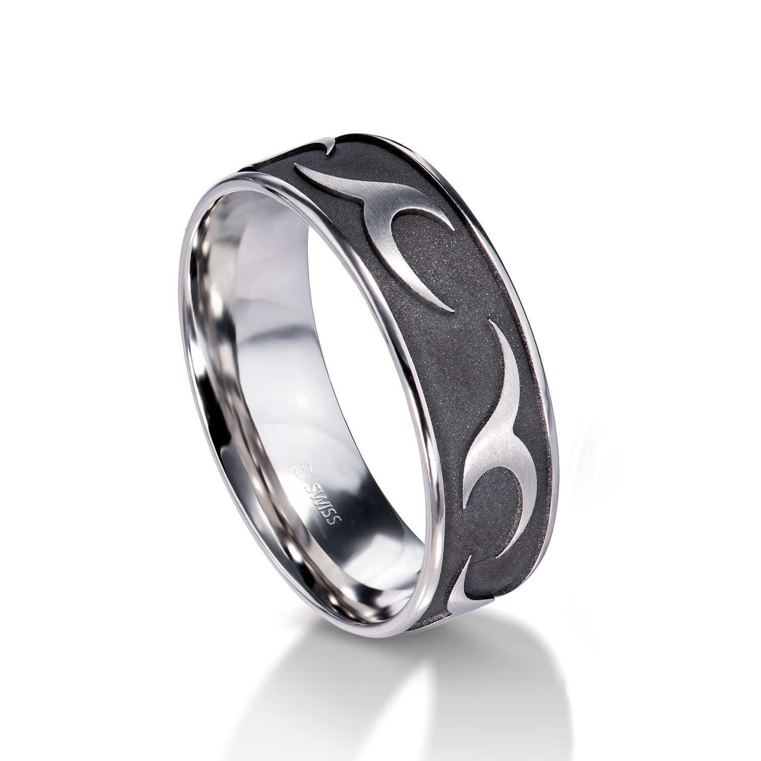 Man's world black wedding rings white gold