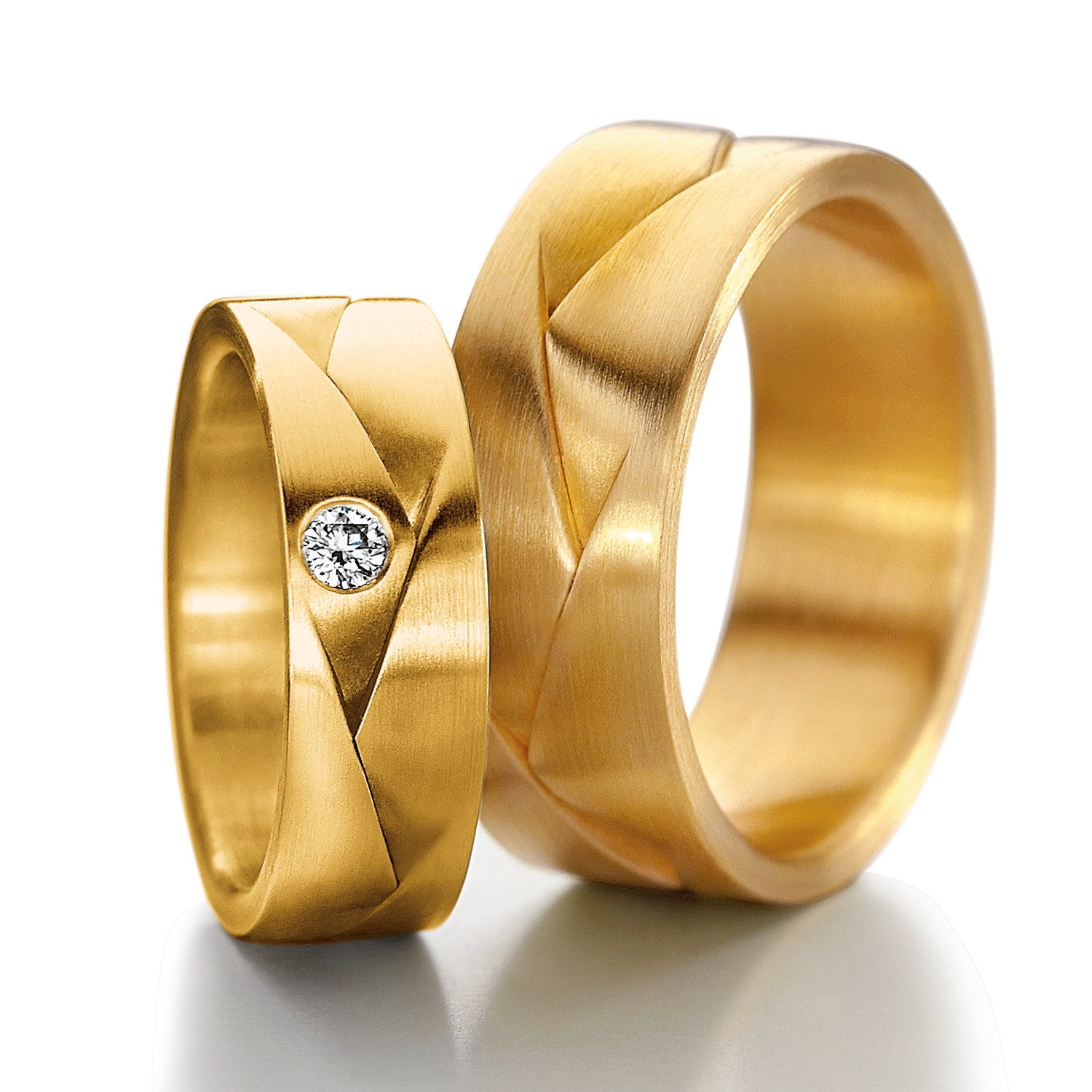 Rings in gold, platinum and palladium with diamonds Furrer Jacot