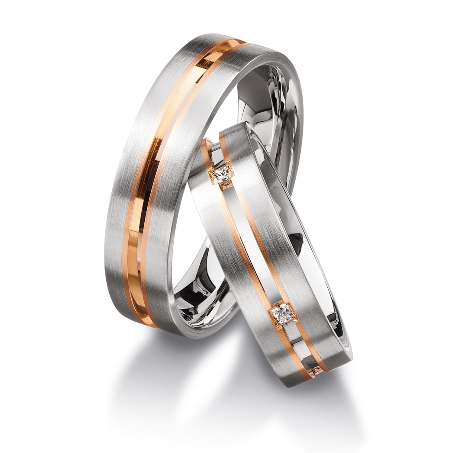 Rings in gold, platinum and palladium with diamonds Furrer Jacot