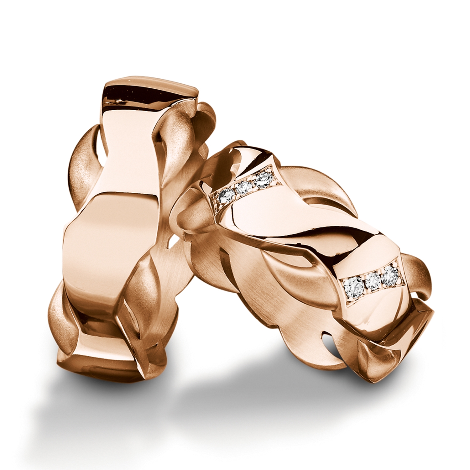 Rings in gold, platinum and palladium with diamonds Furrer Jacot