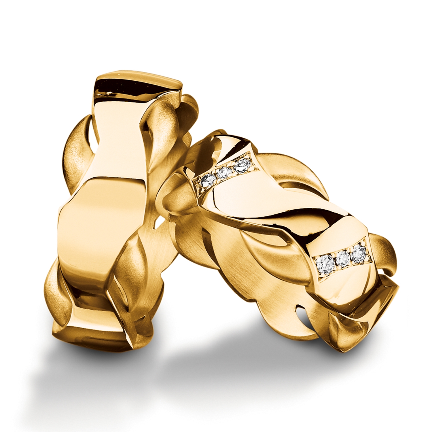 Rings in gold, platinum and palladium with diamonds Furrer Jacot