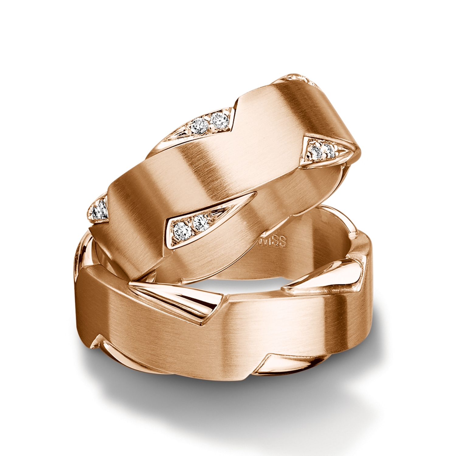 Rings in gold, platinum and palladium with diamonds Furrer Jacot