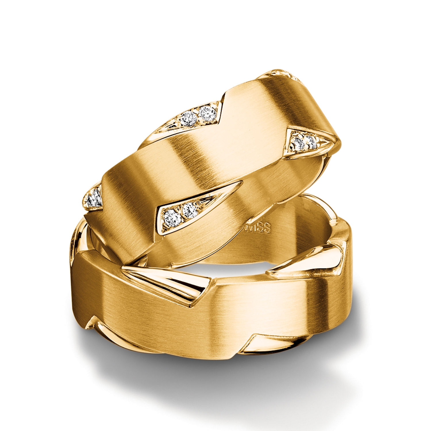 Rings in gold, platinum and palladium with diamonds Furrer Jacot