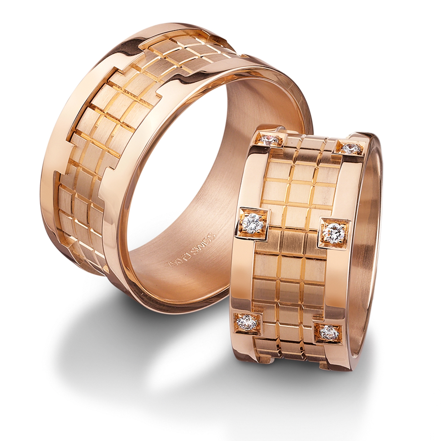 Rings in gold, platinum and palladium with diamonds Furrer Jacot