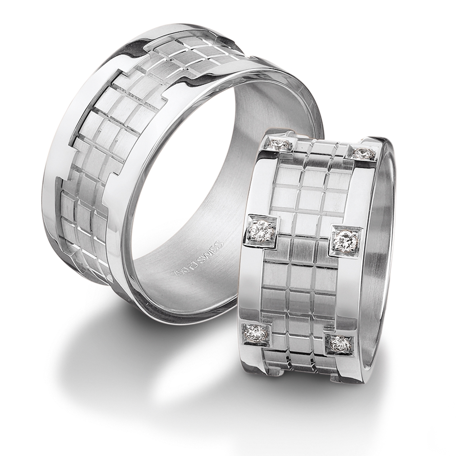 Rings in gold, platinum and palladium with diamonds Furrer Jacot