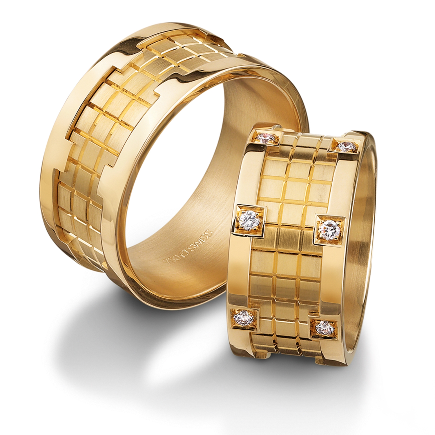 Rings in gold, platinum and palladium with diamonds Furrer Jacot