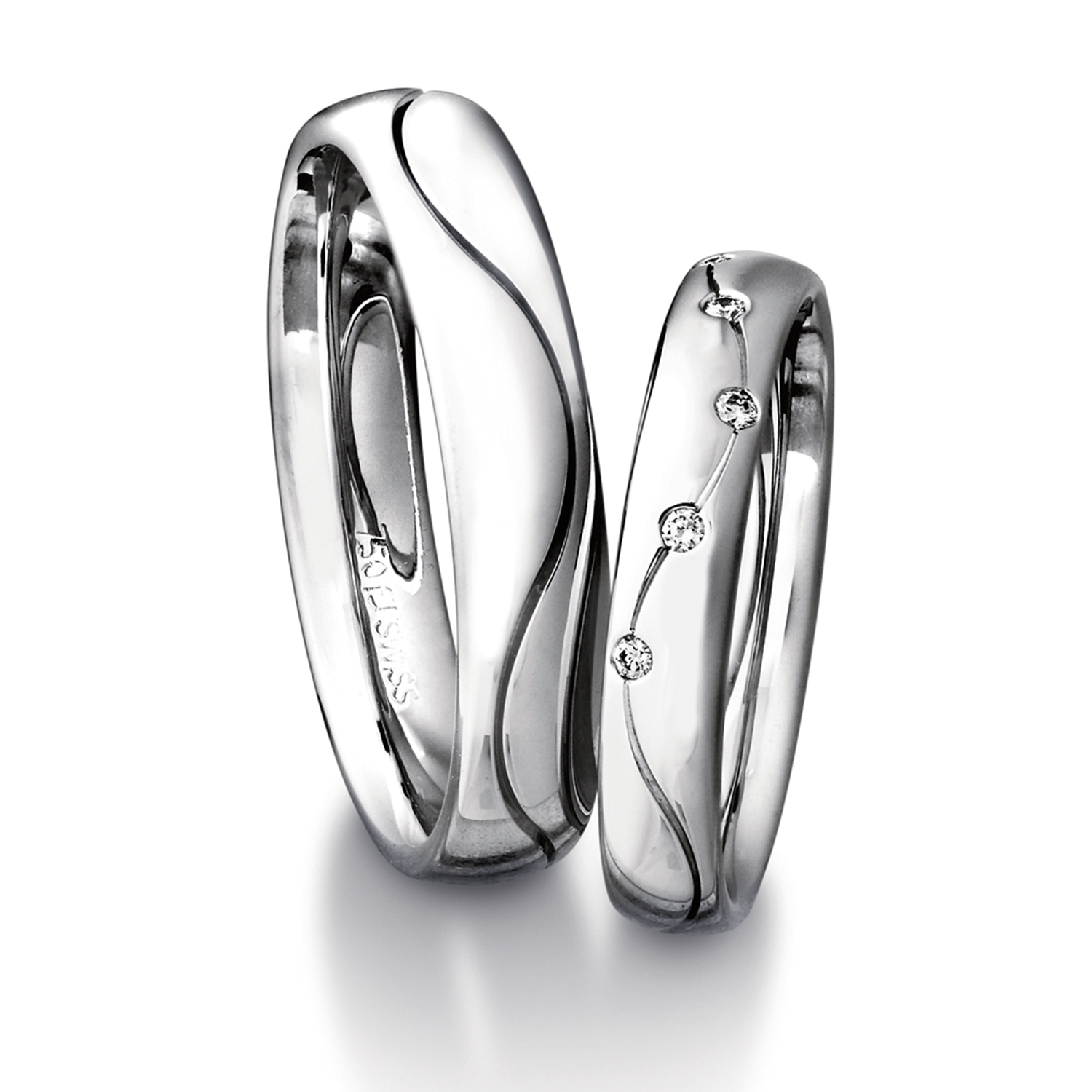 Rings in gold, platinum and palladium with diamonds Furrer Jacot