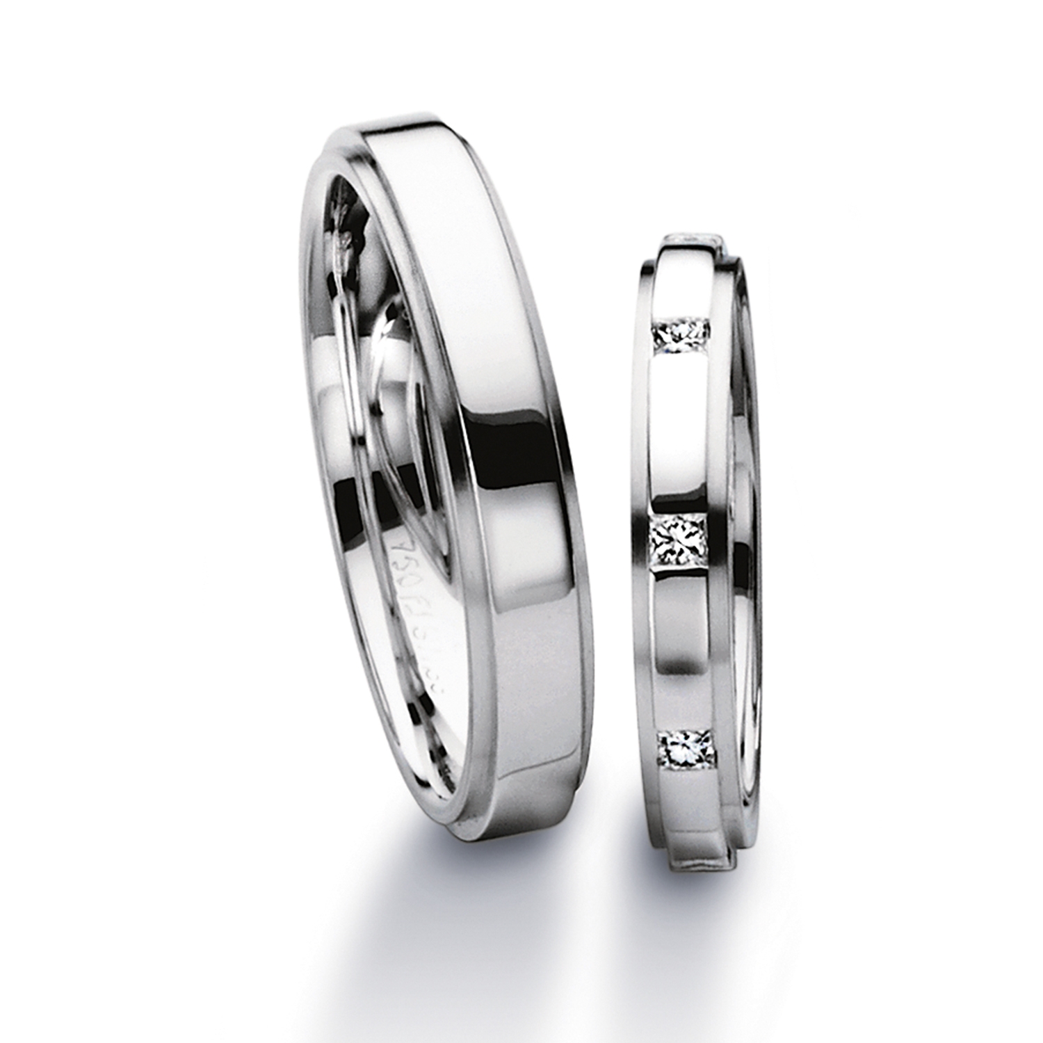 Rings in gold, platinum and palladium with diamonds Furrer Jacot