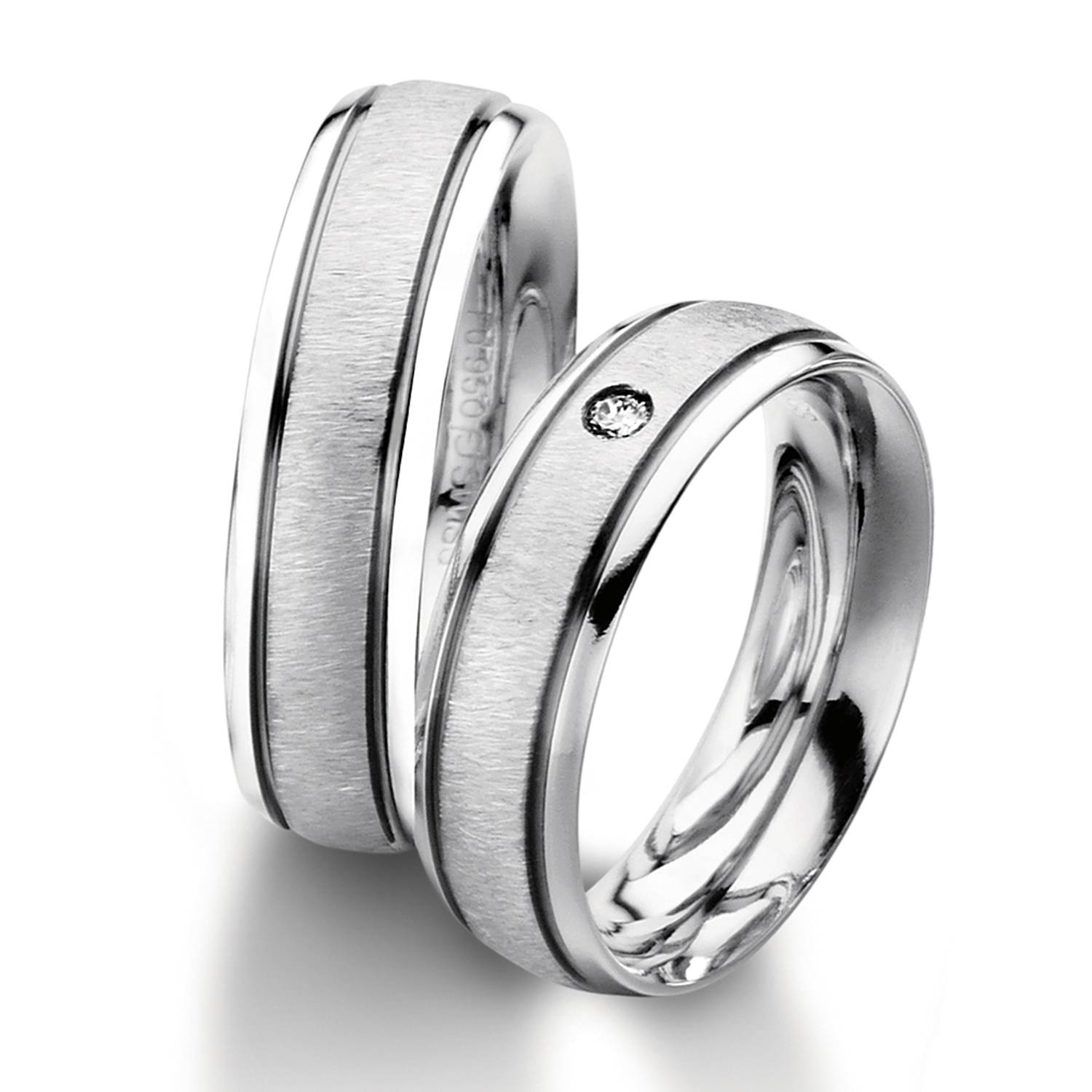 Rings in gold, platinum and palladium with diamonds Furrer Jacot