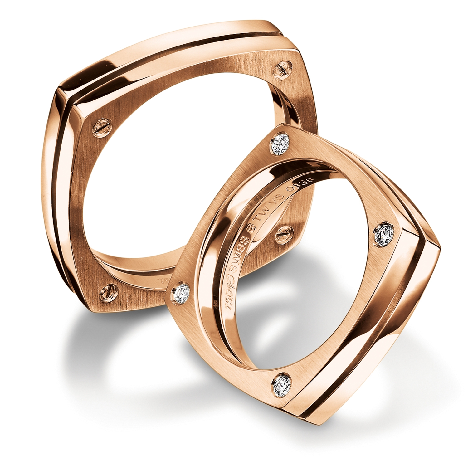 Diamond rings in gold, platinum and palladium with diamonds Furrer Jacot