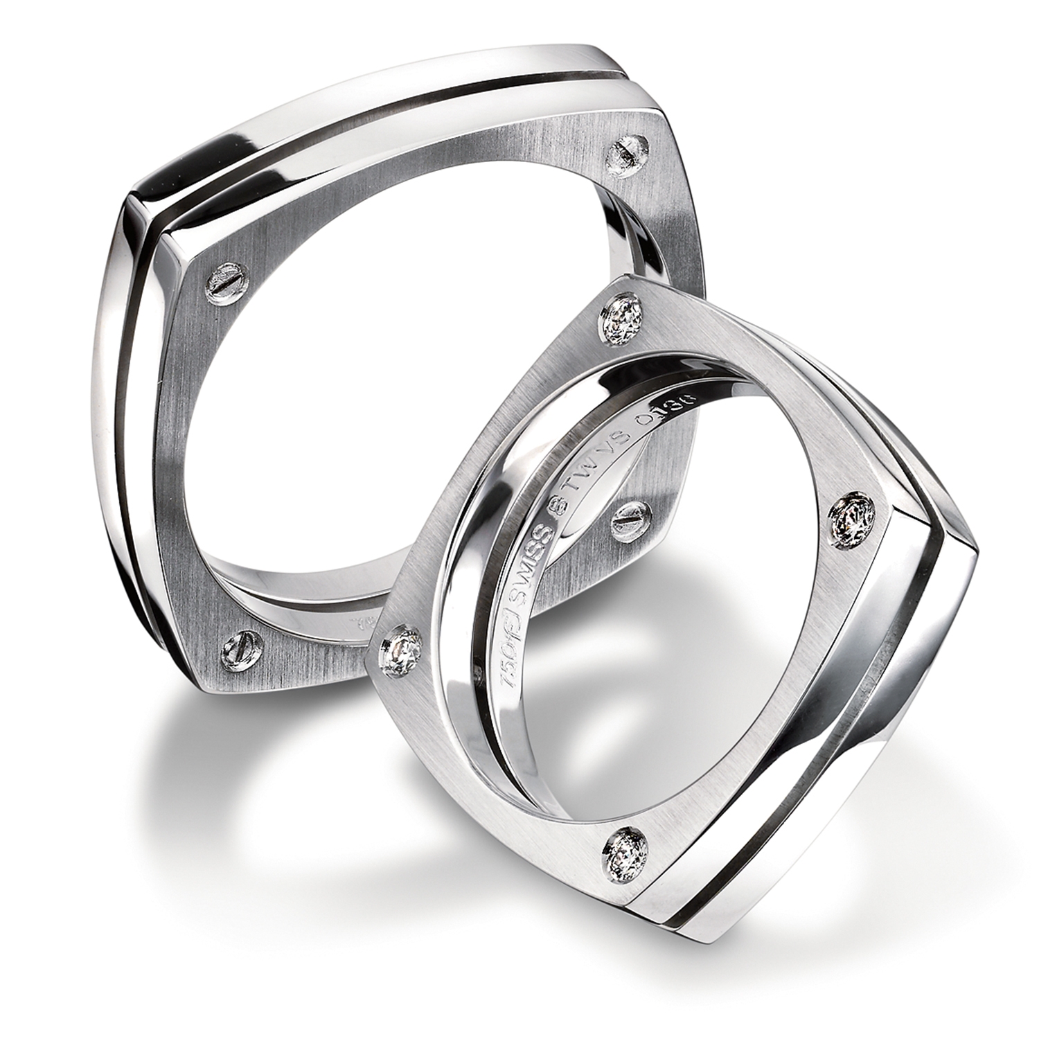 Diamond rings in gold, platinum and palladium with diamonds Furrer Jacot