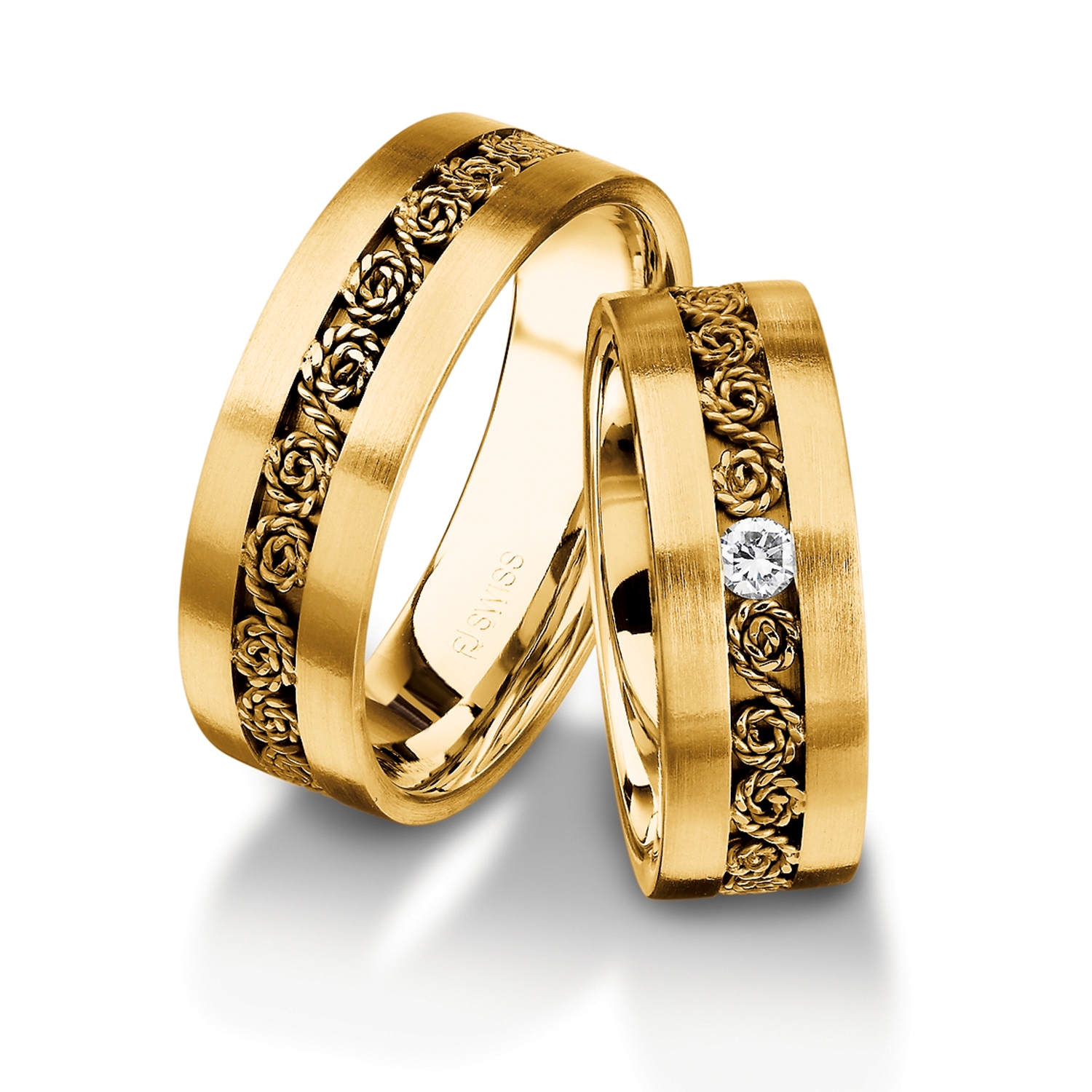 Rings in gold, platinum and palladium with diamonds Furrer Jacot