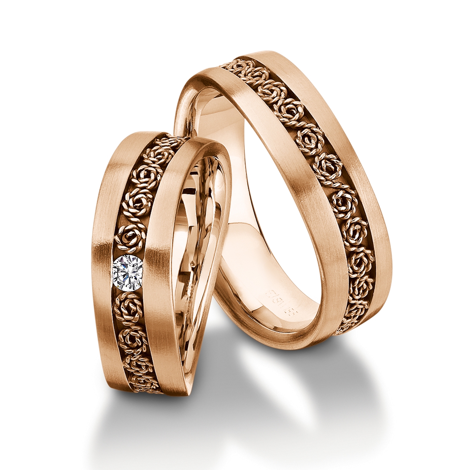 Rings in gold, platinum and palladium with diamonds Furrer Jacot