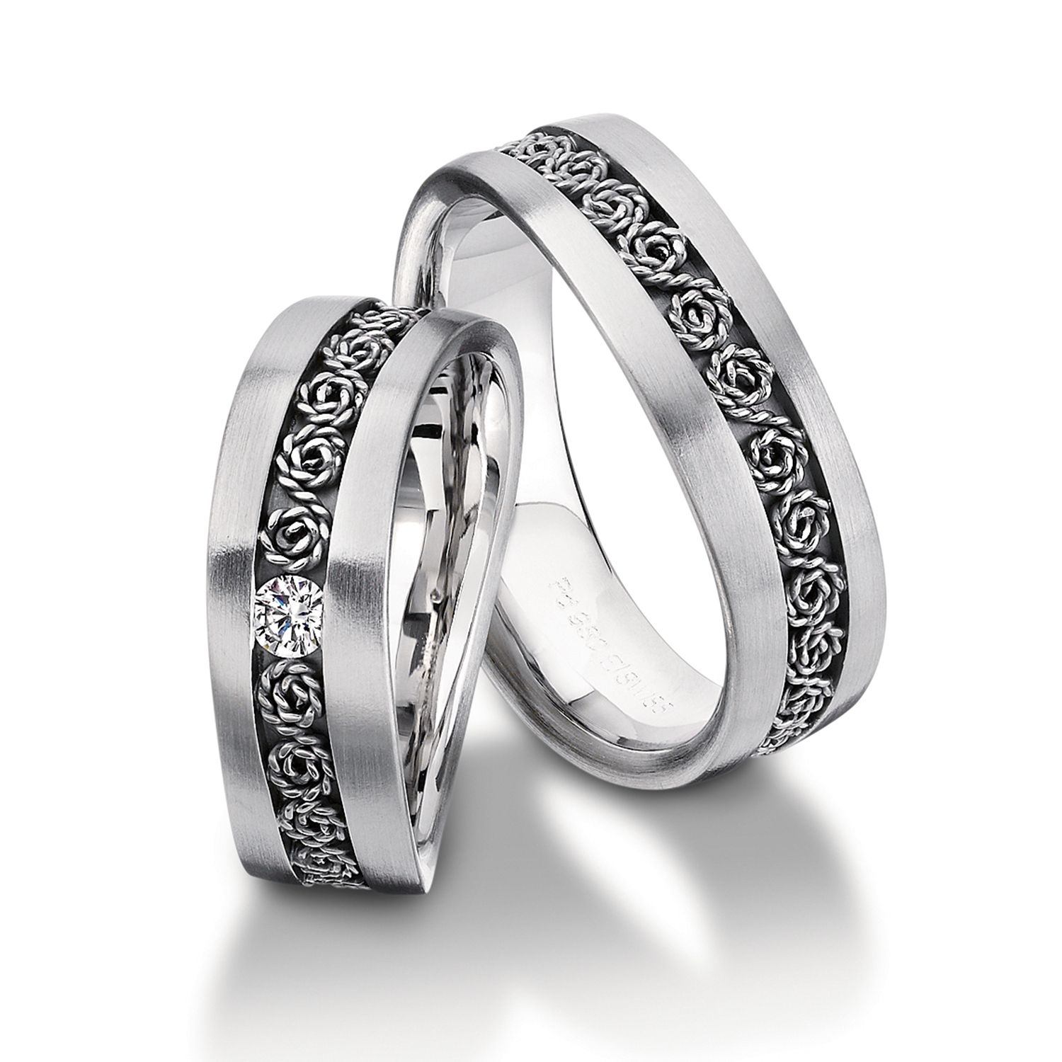 Rings in gold, platinum and palladium with diamonds Furrer Jacot