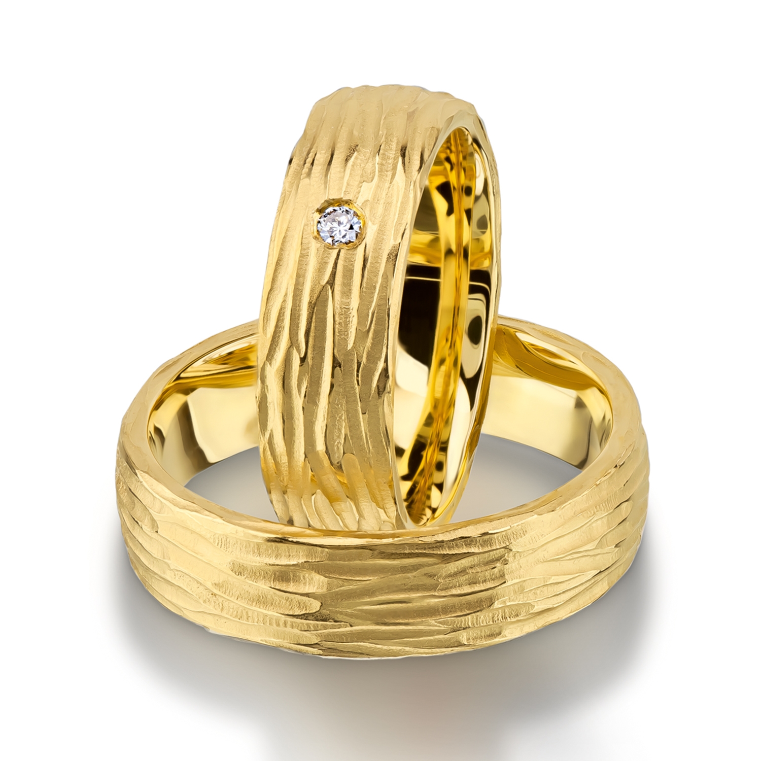 Rings in gold, platinum and palladium with diamonds Furrer Jacot