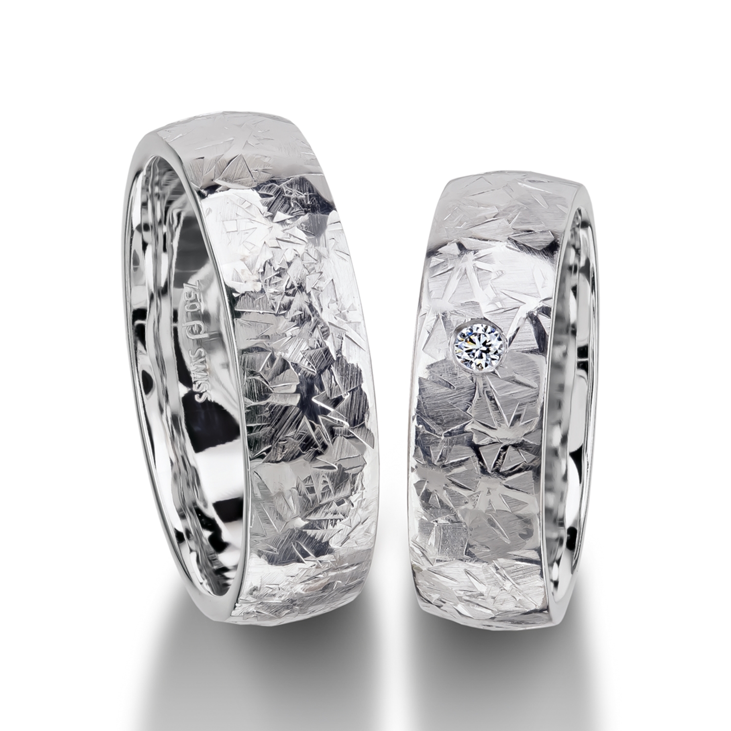 Rings in gold, platinum and palladium with diamonds Furrer Jacot