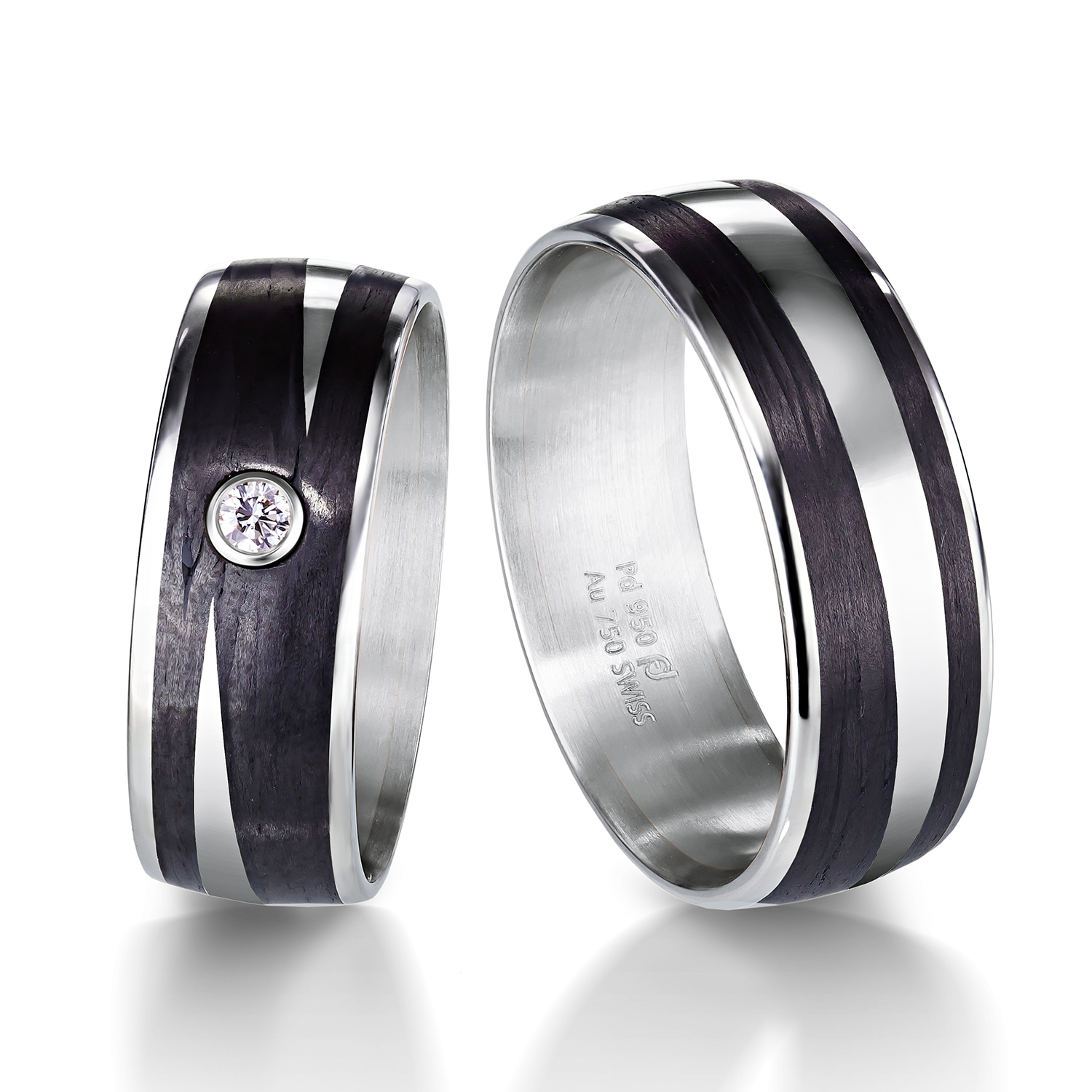 wedding bands, wedding rings, in gold, platinum, palladium, bicolor, with diamonds, carbon, black