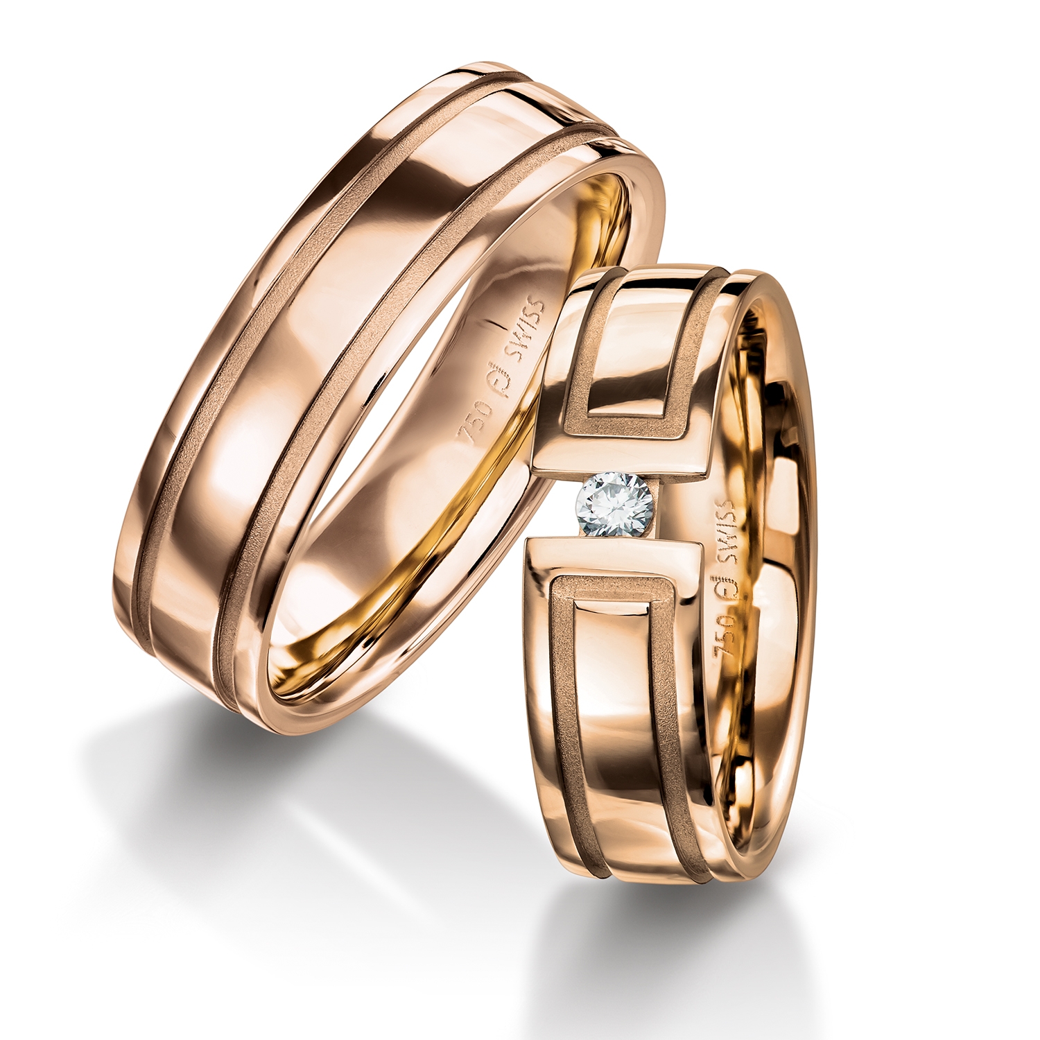 Rings in gold, platinum and palladium with diamonds Furrer Jacot