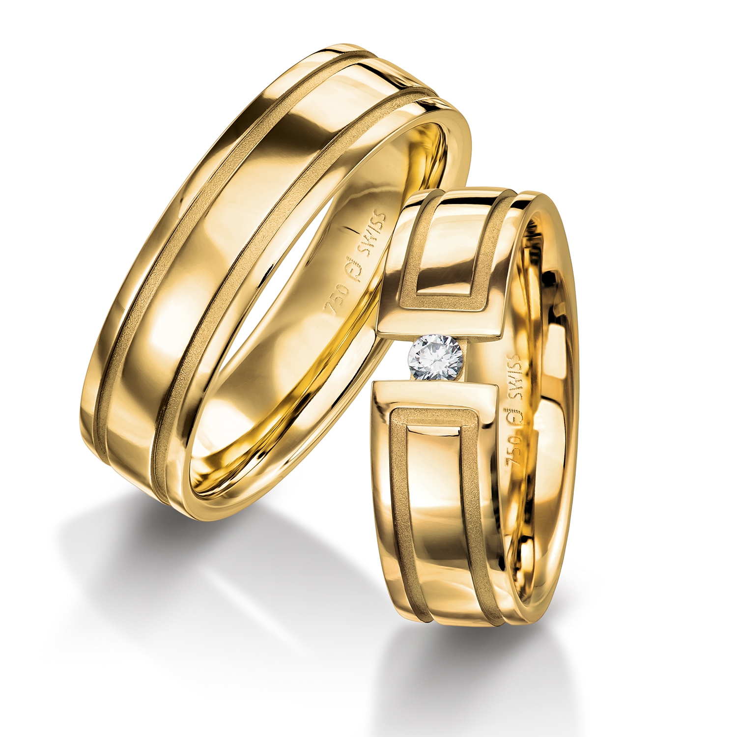 Rings in gold, platinum and palladium with diamonds Furrer Jacot