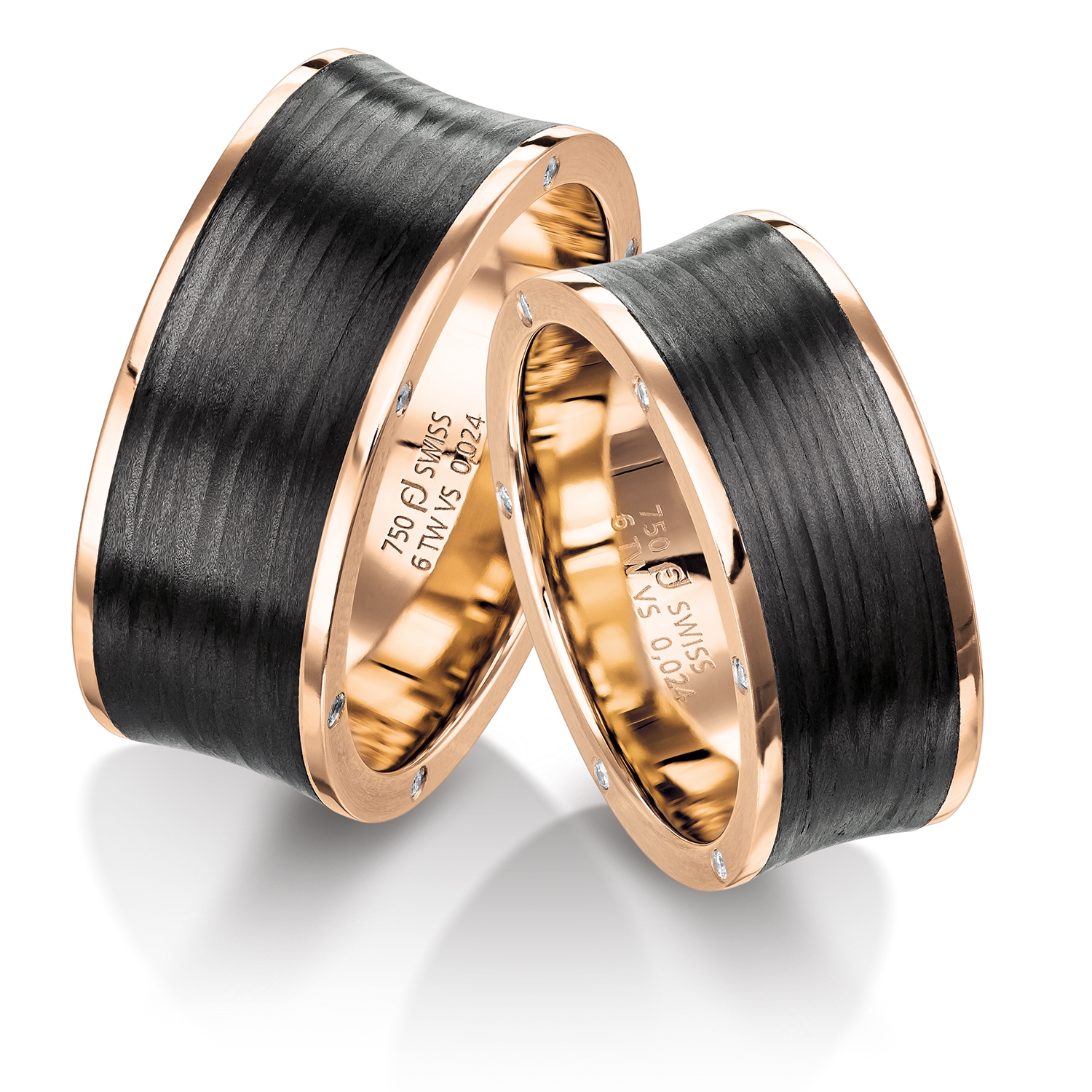 wedding bands, wedding rings, in gold, platinum, palladium, bicolor, with diamonds, carbon, black