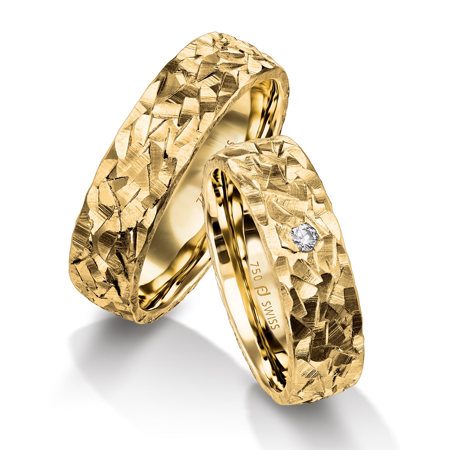 Rings in gold, platinum and palladium with diamonds Furrer Jacot